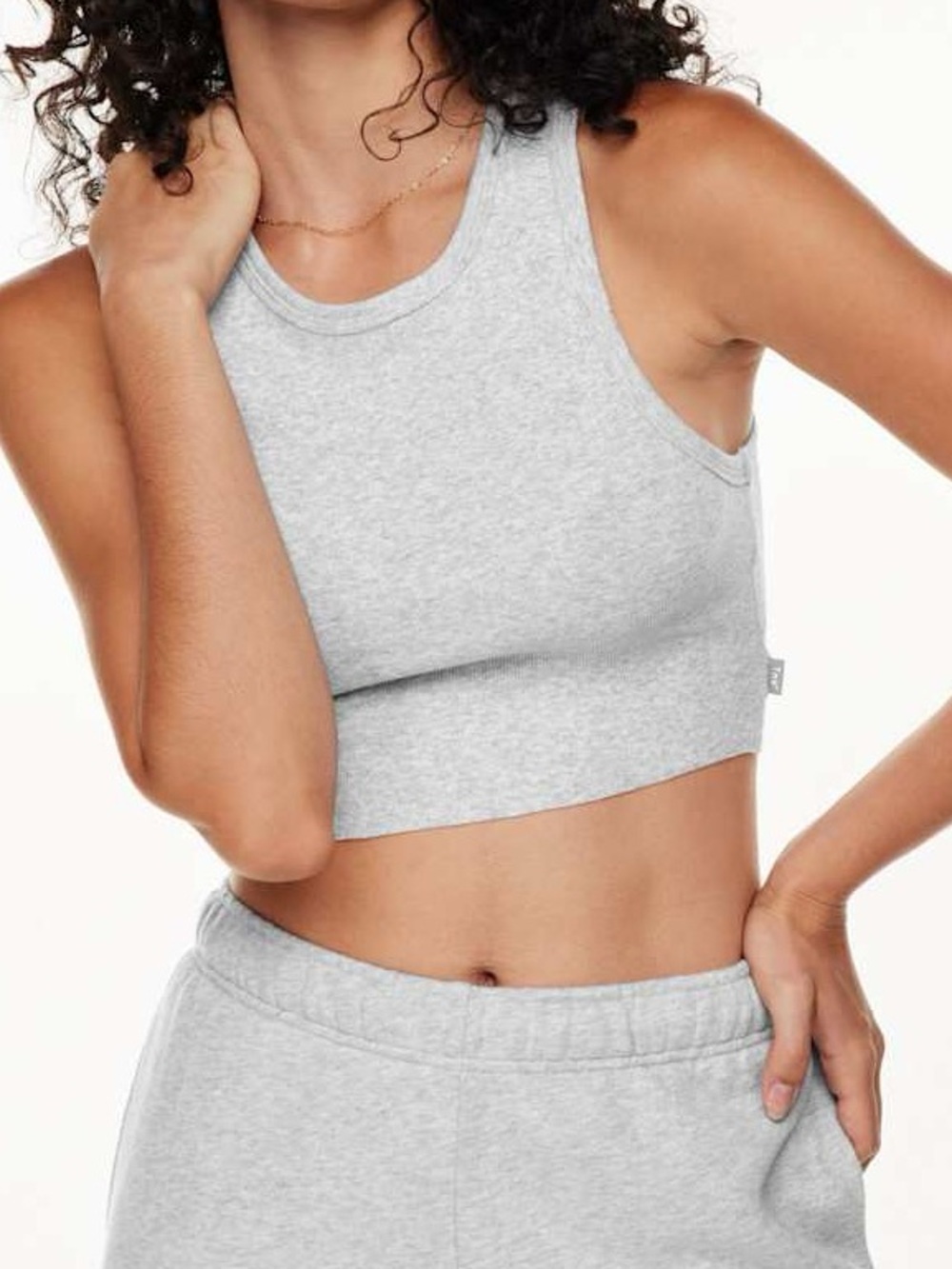 Aritzia TNA Homestretch Ribbed Crew Cropped Racer Tank Size XS Heather Grey
